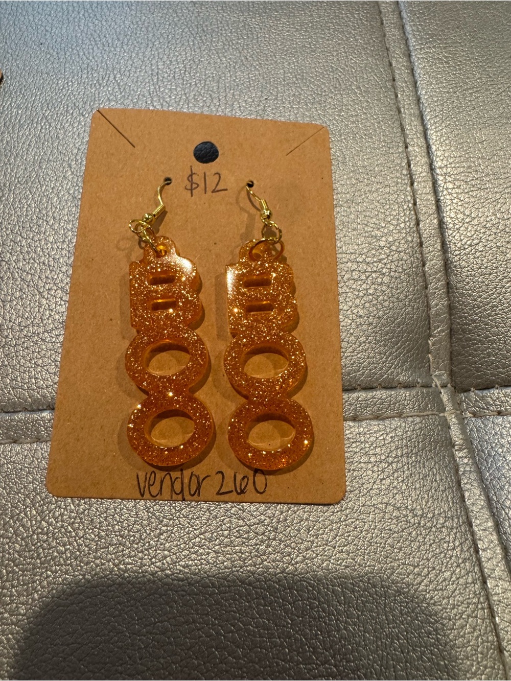 Gold Glitter Dangle BOO Earrings - Women Jewelry
